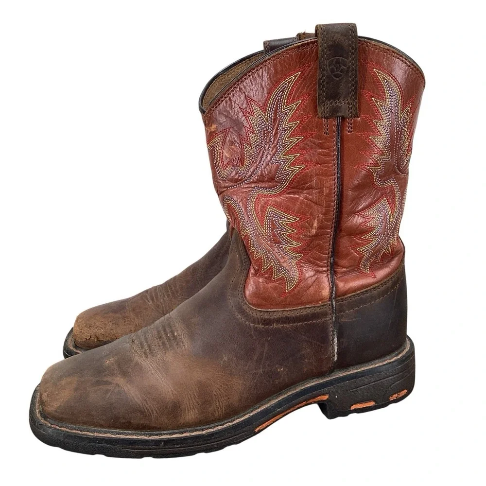 Ariat Youth size 5 WorkHog Wide Square Toe Leather Cowboy  Boots 10007837